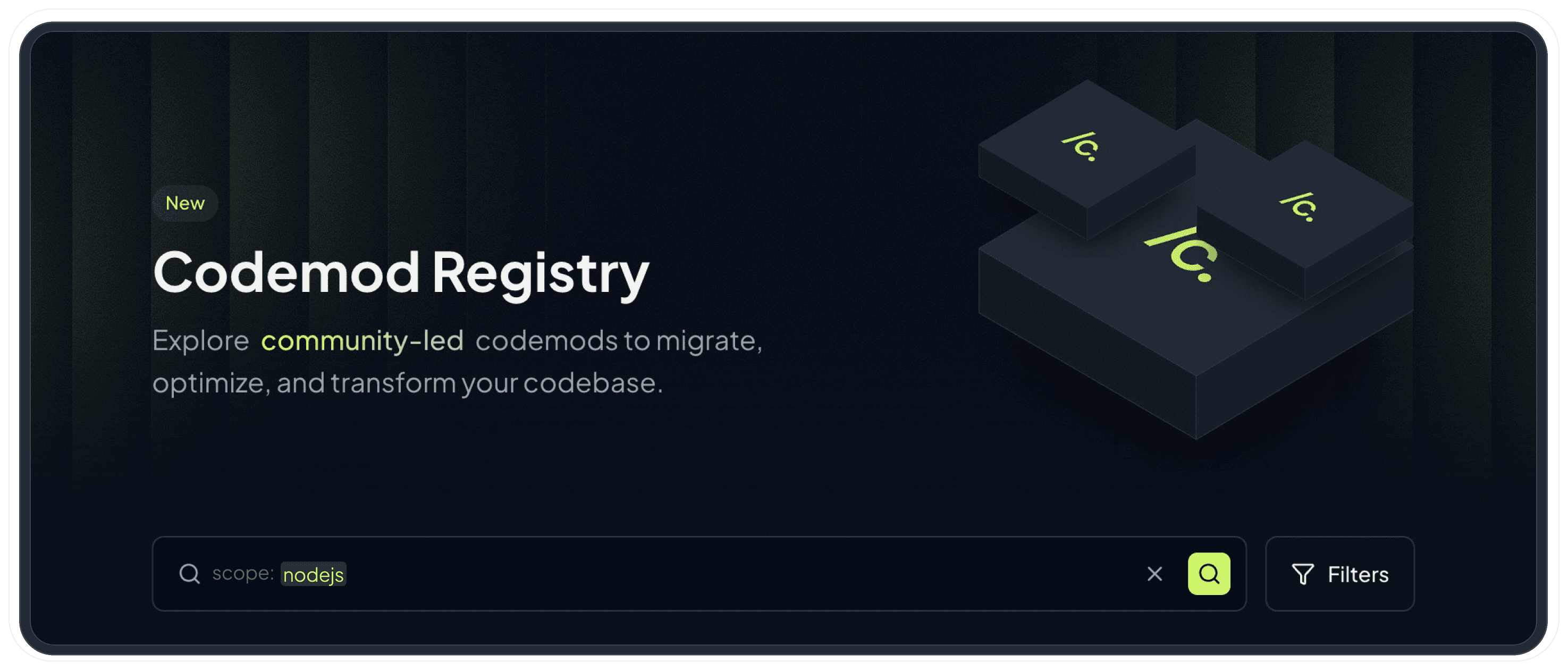Banner for Node.js codemods in Codemod Registry
